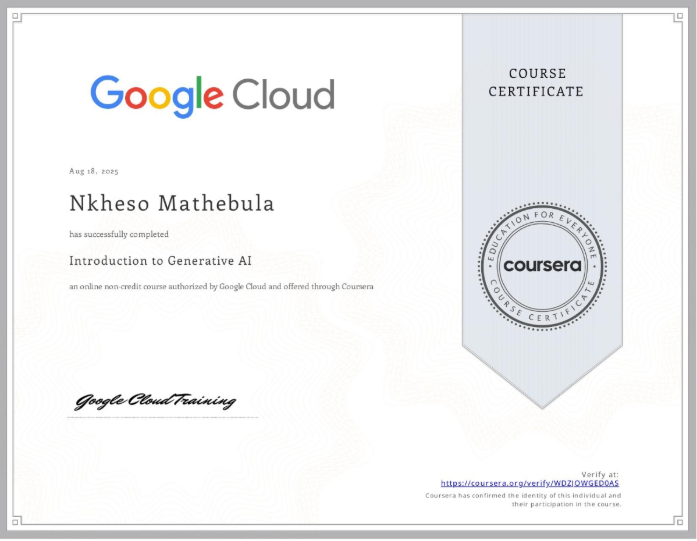Introduction to Generative AI Certificate Preview